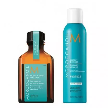 Moroccanoil, zestaw odżywienie i termoochrona włosów, kuracja 25ml + spray 225ml