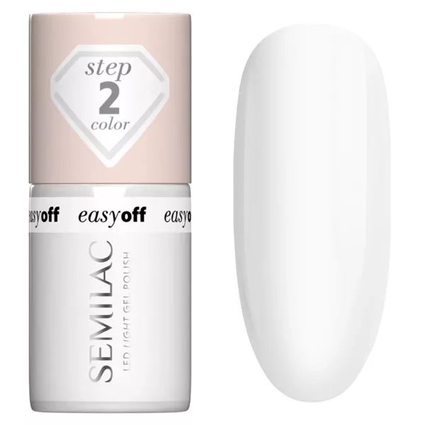 Semilac Easy Off Led Light, utwardzany lakier do paznokci do usunięcia zmywaczem, L01 Coconut Milk, 7ml