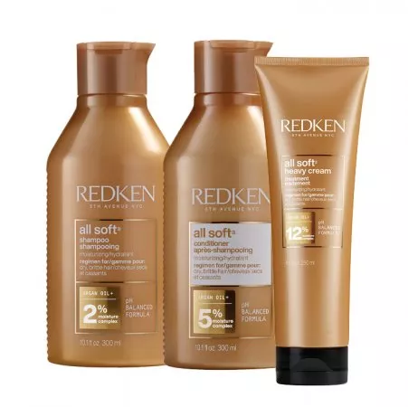 Redken All Soft, zestaw wygładzający z olejkiem arganowym, szampon + odżywka + maska, 2x300ml + 250ml