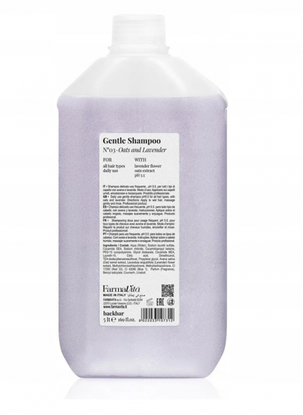 Farmavita Back Bar Gentle Shampoo N°03, delikatny szampon do codziennego mycia włosów, 5000ml