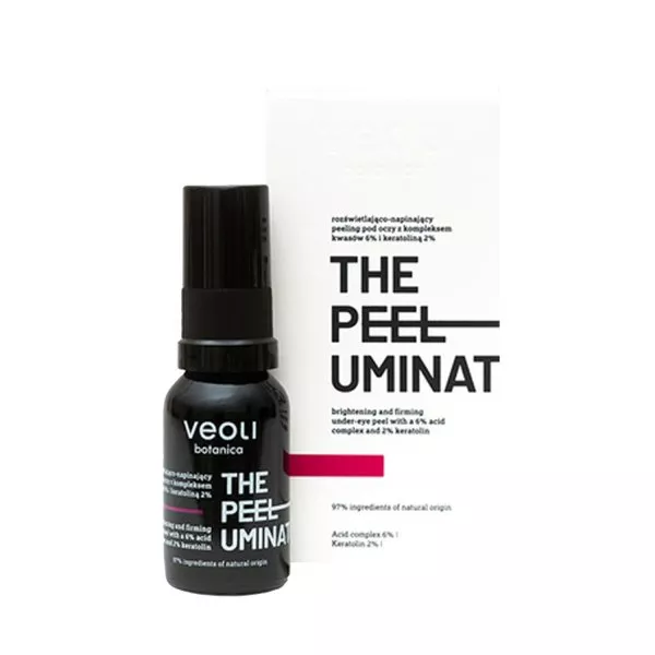 Veoli Botanica The Peeluminator, rozświetlająco-napinający peeling pod oczy, 15ml