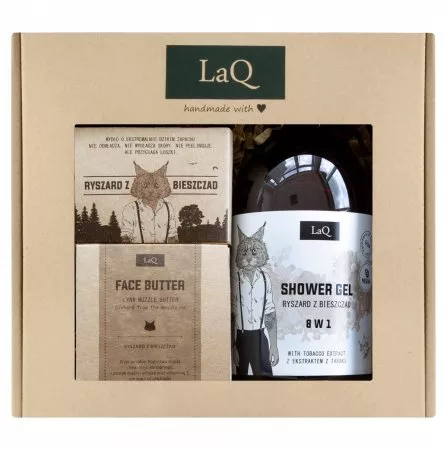 LaQ, Zestaw: Ryszard z Bieszczad - żel pod prysznic, masło do twarzy i mydło w kostce