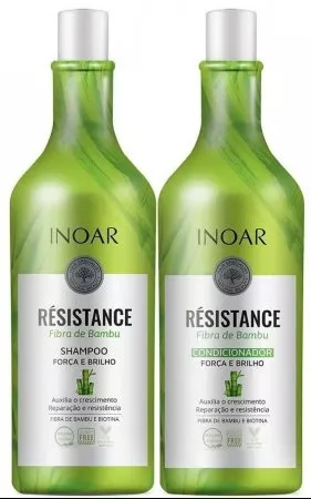 INOAR Resistance Bambu DUO PACK, wegański szampon + odżywka do włosów osłabionych, 2x250ml