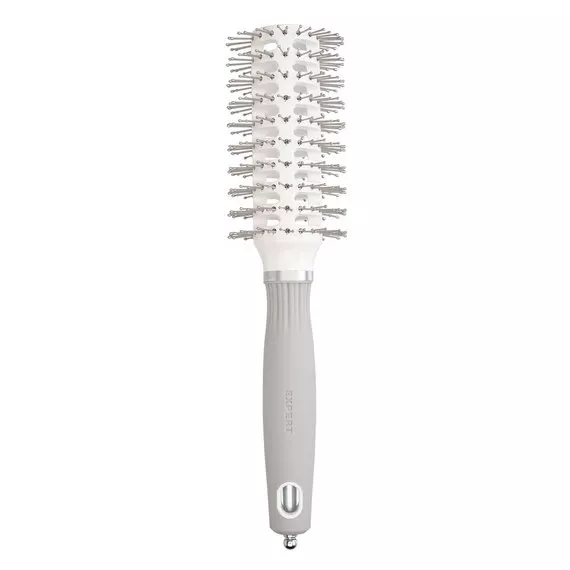 Olivia Garden Expert Blowout Vent, szczotka do suszenia włosów z podwójnym włosiem, Double Bristles White&Grey 30mm