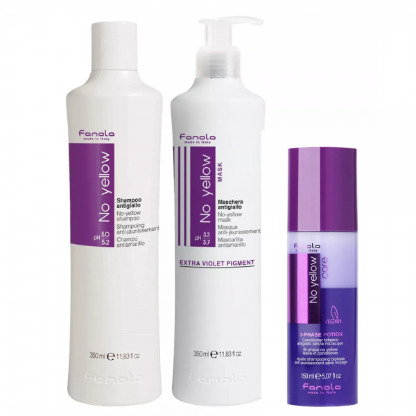 Fanola No Yellow, zestaw ochładzający odcień blond, szampon + maska + odżywka