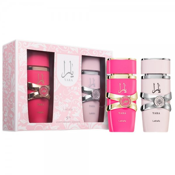 Lattafa 5th Anniversary Edition zestaw Yara woda perfumowana spray 100ml + Yara Candy woda perfumowana spray 100ml (W)