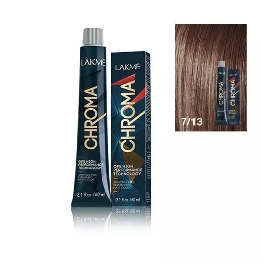 Lakme Chroma, farba do włosów o łagodnej formule, 7/13, 60ml
