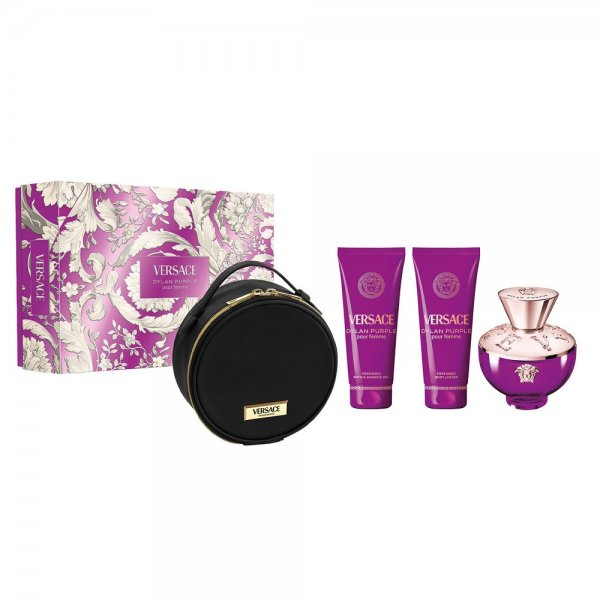 Versace Dylan Purple Pour Femme zestaw woda perfumowana spray 100ml + balsam do ciala 100ml + żel pod prysznic 100ml + kosmetyczka (W)