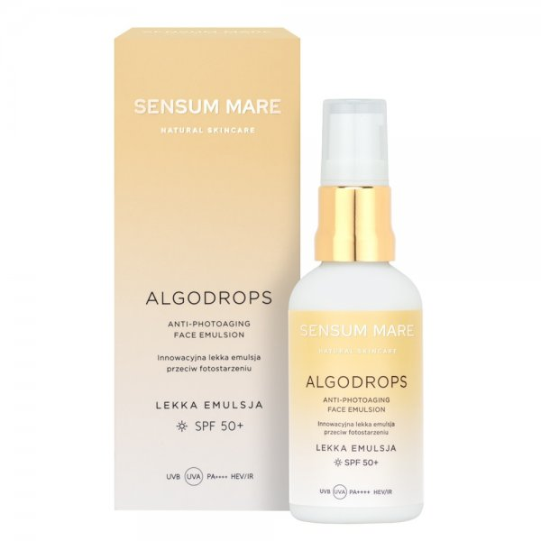 Sensum Mare Algodrops innowacyjna lekka emulsja przeciw fotostarzeniu SPF 50+ UVB UVA PA++++ HEV/IR 50ml