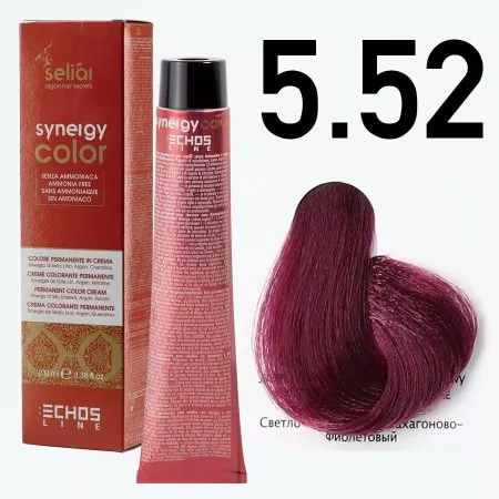 Echosline Seliar Synergy Color, farba do włosów bez amoniaku, 5.52 Light Chestnut Mahogany Violet, 100ml