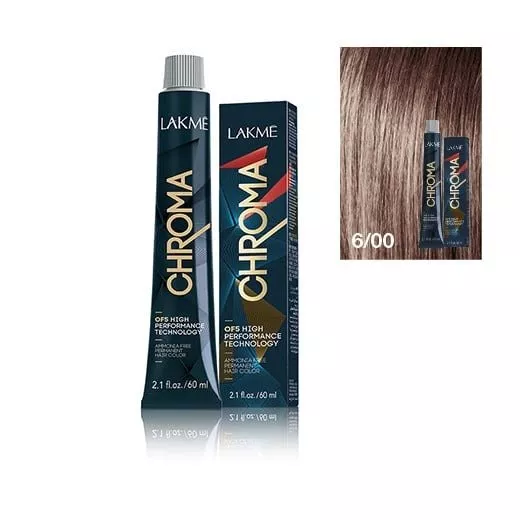 Lakme Chroma, farba do włosów o łagodnej formule, 6/00, 60ml