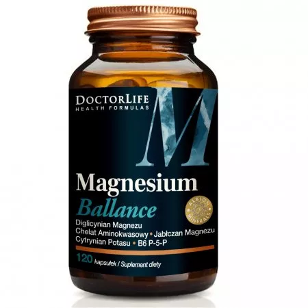 Doctor Life Magnesium Ballance cytrynian i jabłczan magnezu magnez 240mg suplement diety 120 kapsułek