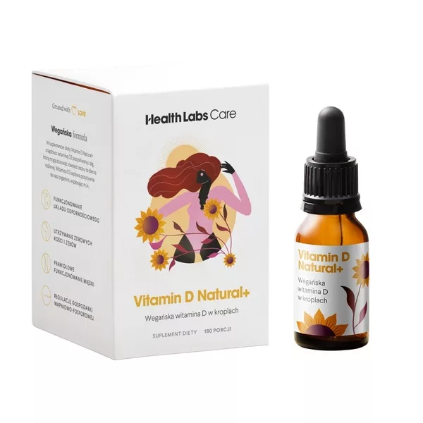 HealthLabs Vitamin D Natural+ wegańska witamina D3 w kroplach 10ml