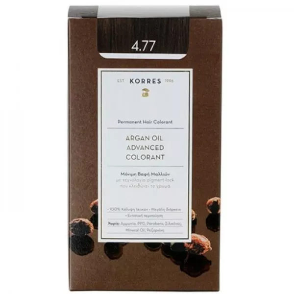 Korres Argan Oil, trwała farba do włosów, 4.77, 50ml