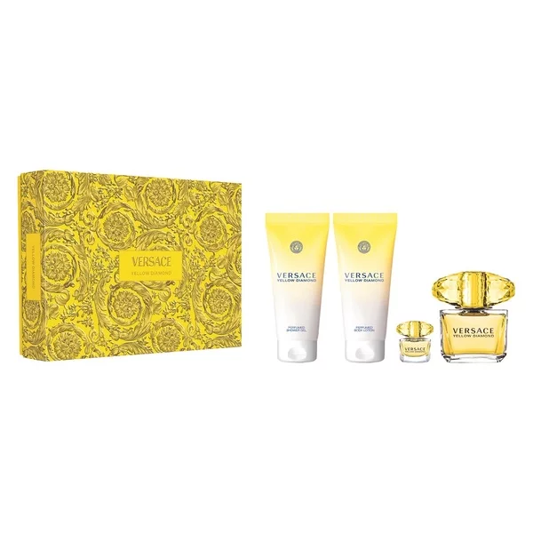 Versace Yellow Diamond zestaw woda toaletowa spray 90ml + balsam do ciała 100ml + żel pod prysznic 100ml + woda toaletowa 5ml (W)