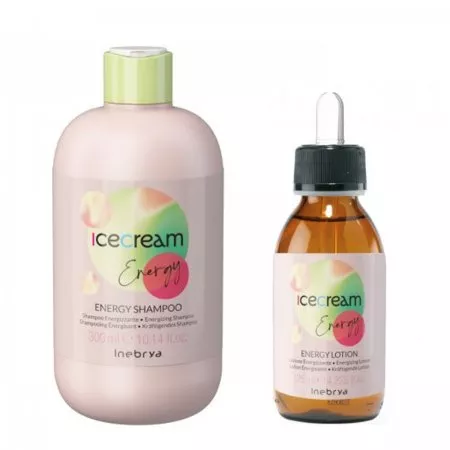 Inebrya Ice Cream Energy, zestaw przeciw wypadaniu włosów, szampon + lotion