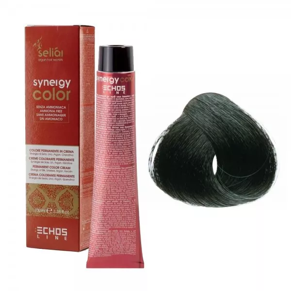 Echosline Seliar Synergy Color, farba do włosów bez amoniaku, 1.0 Black, 100ml