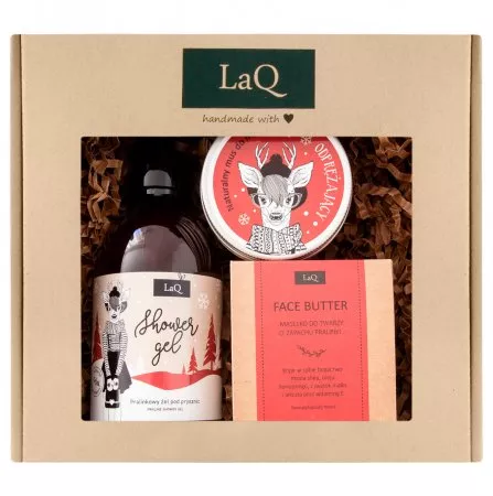 LaQ, Zestaw: Pralinka - żel pod prysznic, masełko i mus do twarzy
