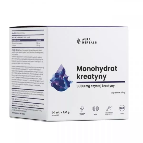 Aura Herbals Kreatyna monohydrat suplement diety w saszetkach 30x3.41g