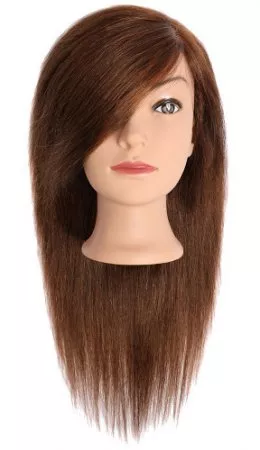 Efalock, główka fryzjerska, treningowa Julia, włosy ludzkie, brązowe, 40-45cm