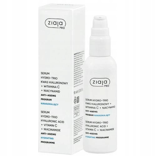 Ziaja Pro Anti-Ageing Program nawadniający, serum Hydro-Trio (kwas hialuronowy + witamina C + niacynamid), 90ml