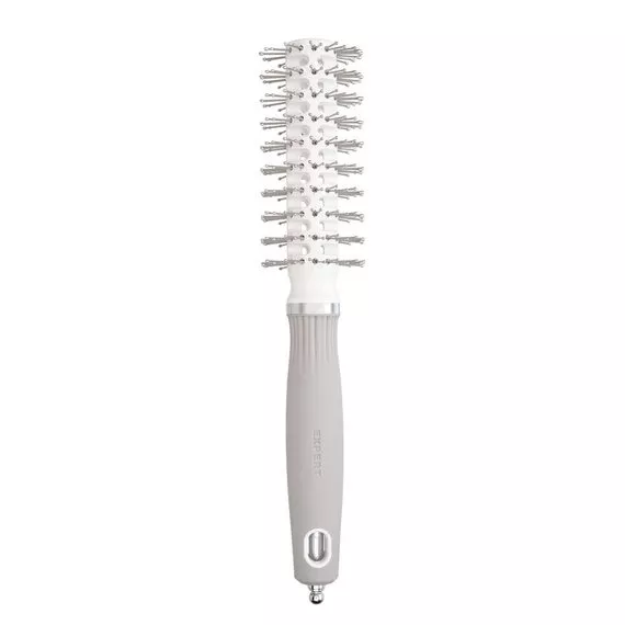 Olivia Garden Expert Blowout Vent, szczotka do suszenia włosów z podwójnym włosiem, Double Bristles White&Grey 20mm