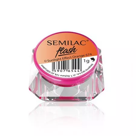 Semilac Flash Sunlight Effect, pyłek do paznokci zmieniający kolor, 1g, 674 Orange
