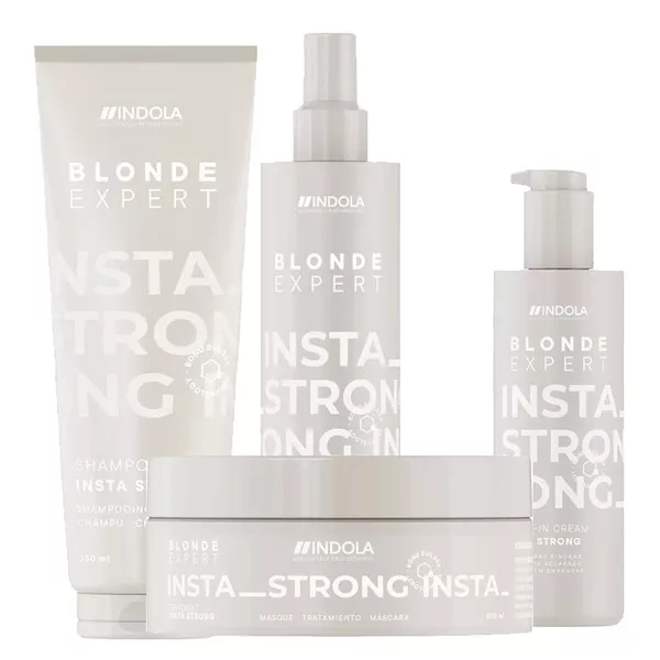 Indola Blonde Expert Insta Strong, zestaw pielęgnujący do włosów blond, szampon + odżywka + maska + krem