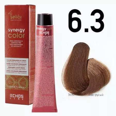 Echosline Seliar Synergy Color, farba do włosów bez amoniaku, 6.3 Dark Blonde Golden, 100ml