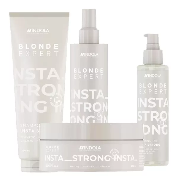 Indola Blonde Expert Insta Strong, zestaw pielęgnujący do włosów blond, szampon + odżywka + maska + olejek