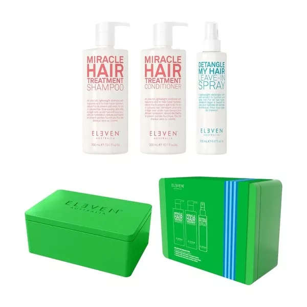 Eleven Australia Miracle Holiday Trio, zestaw do włosów suchych, szampon + odżywka + spray