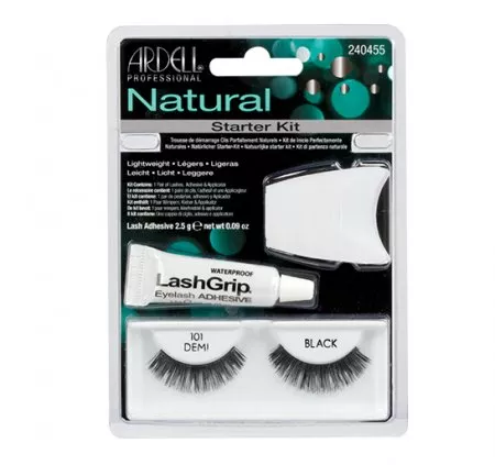Ardell Rzęsy i akcesoria Natural 101 1 para sztucznych rzęs Black + Lash Adhesive klej do rzęs 2,5g + Lash Applicator aplikator do rzęs