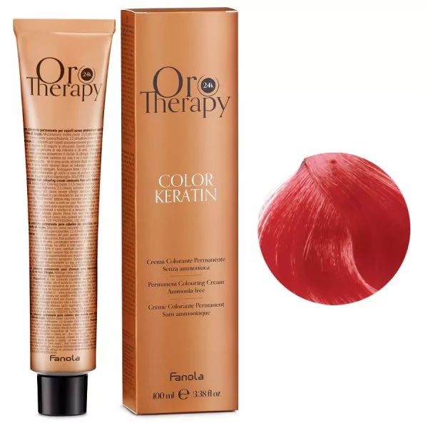 Fanola Oro Therapy Color Keratin, farba do trwałej koloryzacji bez amoniaku, red, 100ml