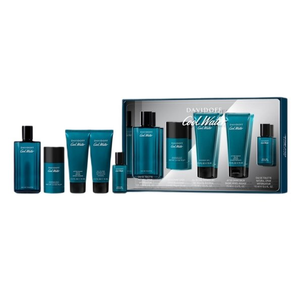 Davidoff Cool Water Men zestaw woda toaletowa spray 125ml + żel pod prysznic 75ml + balsam po goleniu 75ml + dezodorant sztyft 75ml + woda toaletowa spray 15ml (M)