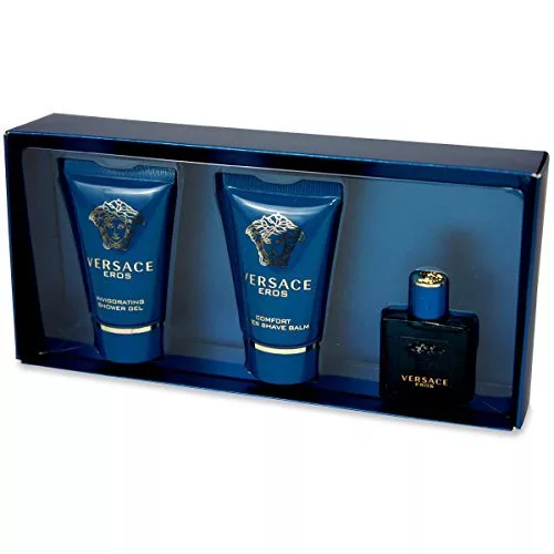 Versace Eros, zestaw perfum edt 5ml + 25ml żel pod prysznic + 25ml balsam po goleniu (M)