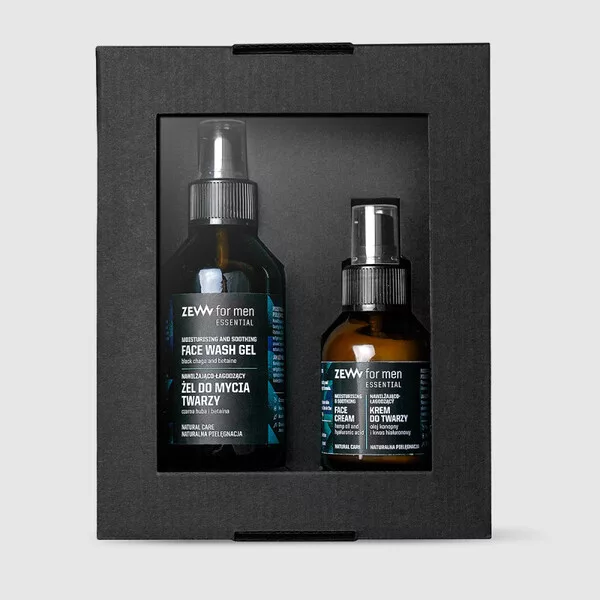 ZEW For Men Essential Nawilżający, zestaw prezentowy dla mężczyzn do skóry suchej, krem + żel do mycia twarzy