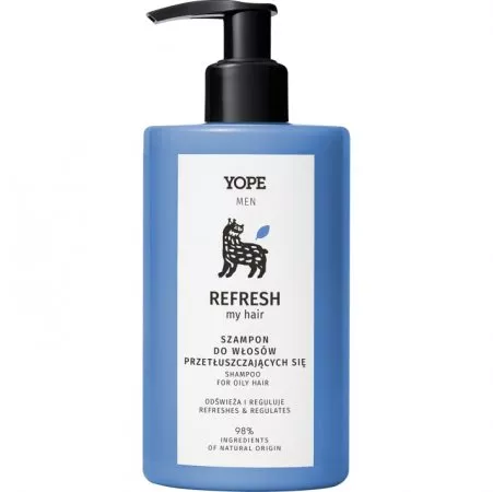 Yope Men, Refresh My Hair, szampon odświeżający do przetłuszczających się włosów, 300ml