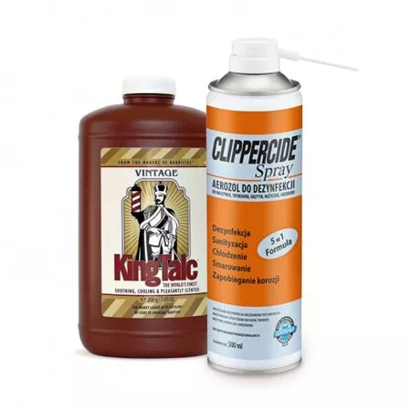 Barbicide, zestaw fryzjera, King Talc + Clippercide, 200g+500ml