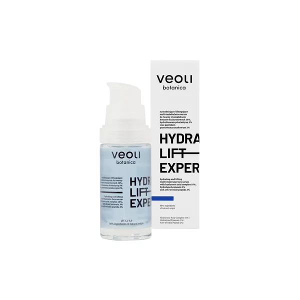 Veoli Botanica Hydra Lift Expert, nawadniająco-liftingujące multi-molekularne serum do twarzy, 30ml