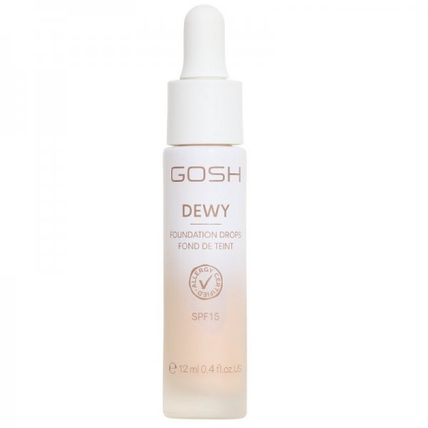 Gosh Dewy Foundation Drops, rozświetlający podkład w kroplach, 002 Porcelain, 30ml