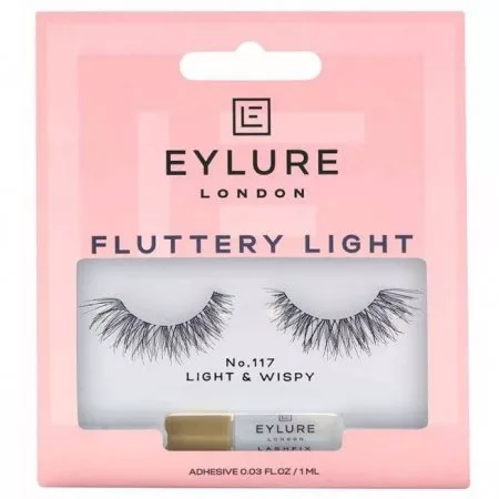Eylure, sztuczne rzęsy z klejem, Fluttery Light N117