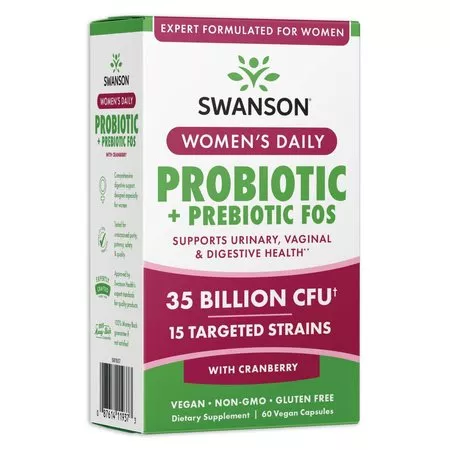 Swanson, Women's Daily Probiotic + Prebiotic, suplement diety, 60vcaps, ref.SW1937