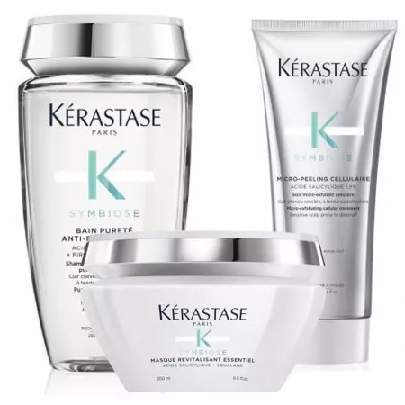 Kerastase Symbiose, zestaw przeciwłupieżowy, kąpiel + peeling + maska, 250ml + 200ml + 200ml