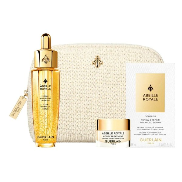Guerlain Abeille Royale Youth Watery Oil Serum Set zestaw krem na dzień 7ml + serum do twarzy 30ml + serum o podwójnej skuteczności 7x0.6ml + kosmetyczka