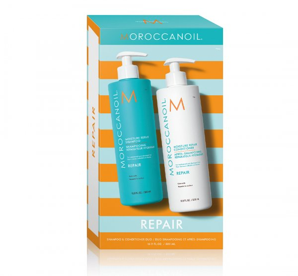 Moroccanoil Duo Pack Repair, nawilżająco-odbudowujący zestaw do włosów, szampon i odżywka, 2x500ml