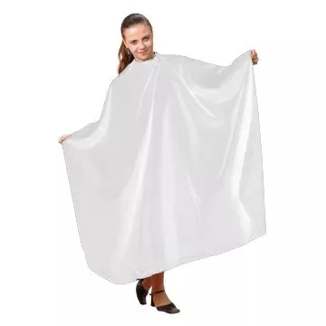 Fox Silky Line, peleryna fryzjerska biała, profesjonalna, impregnowana, 128x150 cm