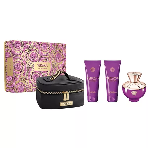 Versace Dylan Purple Pour Femme zestaw woda perfumowana spray 100ml + żel pod prysznic 100ml + balsam do ciała 100ml + kosmetyczka (W)