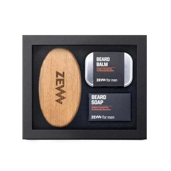 ZEW For Men Zadbany Brodacz, zestaw upominkowy do zarostu, szczotka + balsam + mydło