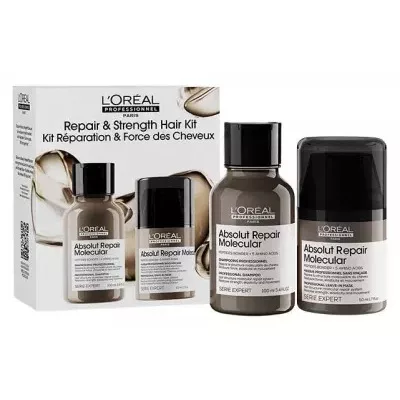 Loreal Absolut Repair Molecular Duo Set, zestaw do włosów, szampon + krem, 100ml + 50ml