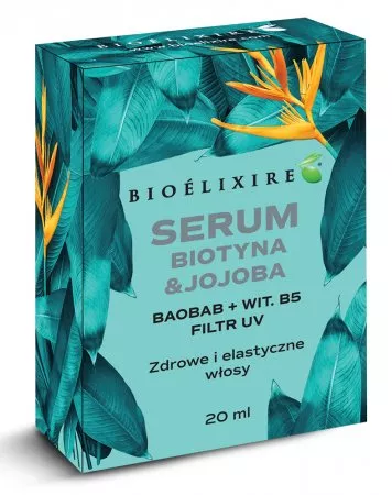 Bioelixire, serum do włosów biotyna&jojoba, baobab + witamina B5, 20ml